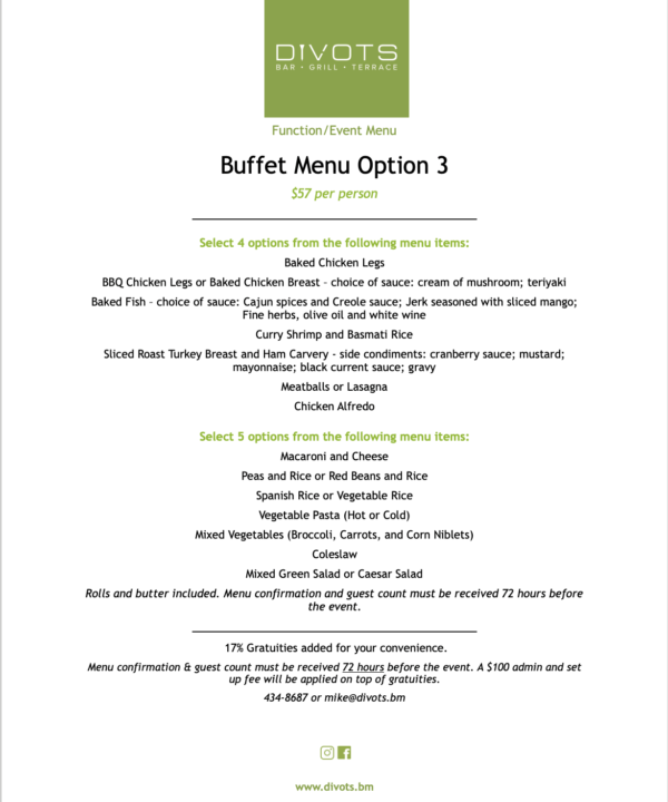 Buffet Menu Option 3
